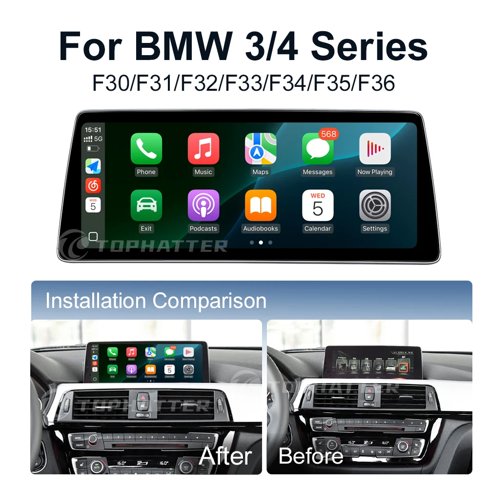 

For BMW 3/4 Series F30/F31/F32/F33/F34 10.25in Carplay Multimedia Player 2K HD Screen Car Radio Stereo GPS