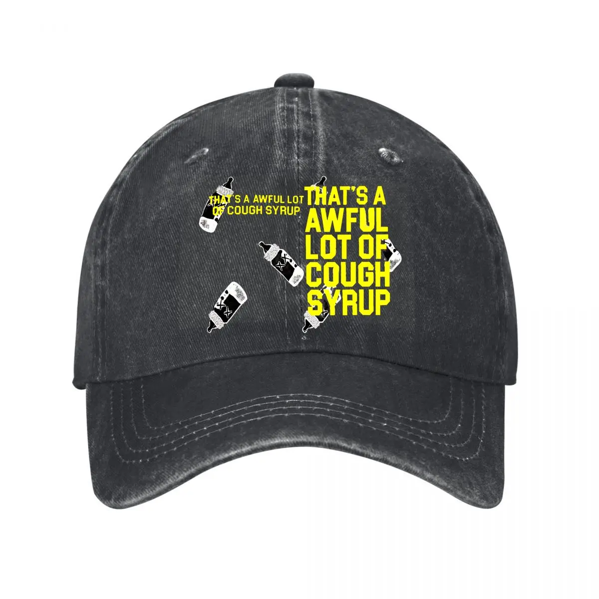 Thats A Awful Lot Of Cough Syrup Bottle Graphic Washed Baseball Cap Outdoor Hat
