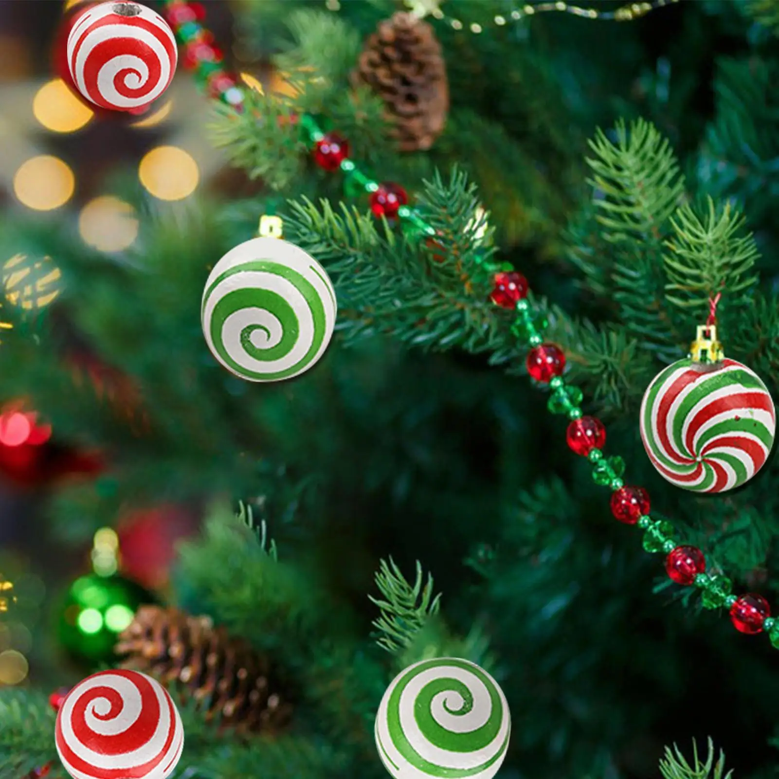 حبات عيد الميلاد للحرف اليدوية الخشبية مجوهرات عيد الميلاد قلادة صنع عدة الديكور زخرفة احتفالية للأنشطة النساء الفتيات #3