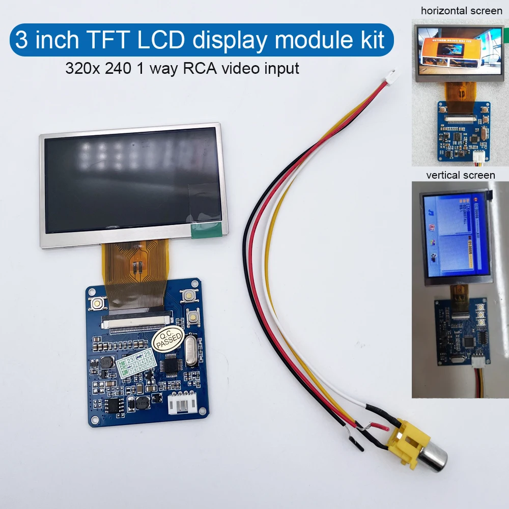 3 inch TFT LCD display module kit 320x 240 1 way RCA video input DC5V-12V for reversing image LCD screen