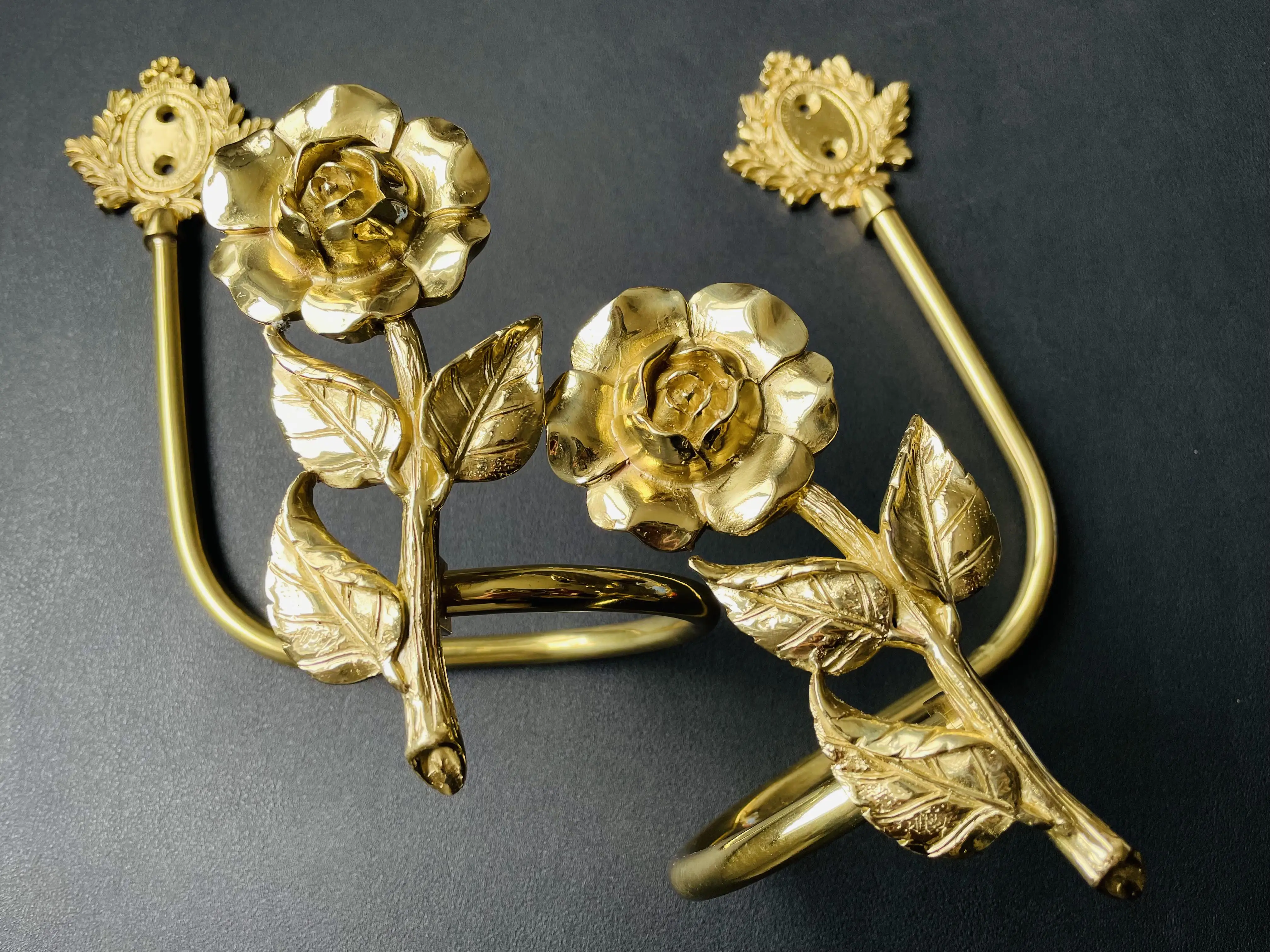 Cortina decorativa para ventana en forma de U de latón europeo de alta calidad, soportes laterales para cortina