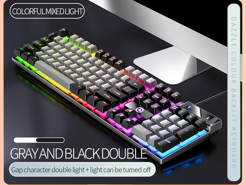 Gaming-Tastatur mit 104-Tasten, kabelgebundene Tastatur, farblich abgestimmt, Hintergrundbeleuchtung, mechanisches Gefühl, Computer-E-Sport-Peripheriegeräte für Desktop-Laptops – Detail 9