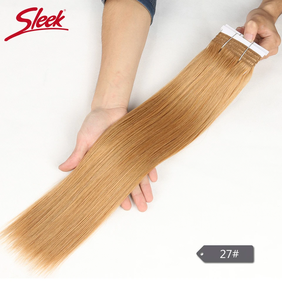 Sleek Brazilian Straight Hair Double Drawn Natural  Human Hair Weave Bundles Remy  Honey Blonde 613 6# 8# Human Hair Bundle image 4