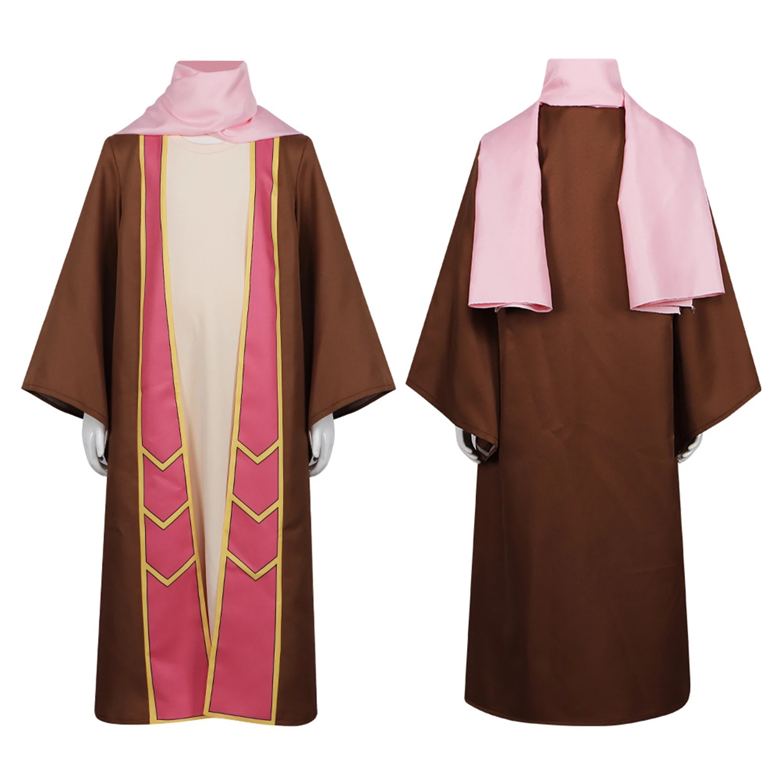 

Hitomi Cosplay Costume Anime Demon King Daughter Brown Robe With Scarf Stage Performance Clothes Halloween Carnival Dress