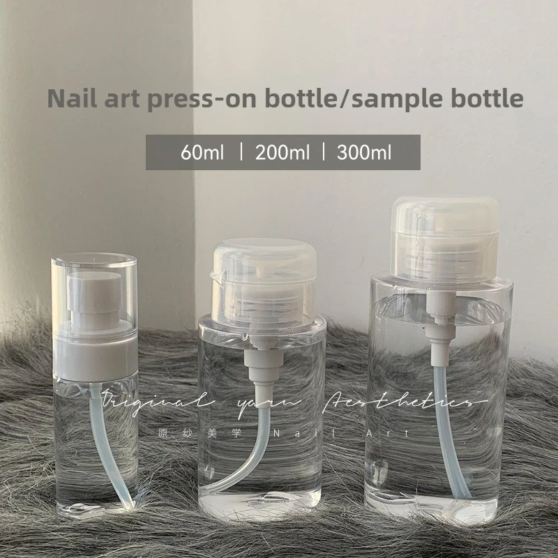 Nail Polish Remover Pump Bottle with Alcohol for Nail Cleaning and Removal, Large Capacity Transparent Empty Bottle Tool