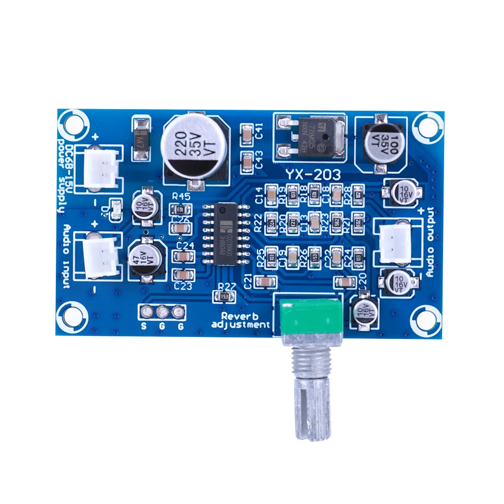 PT2399 Microphone Reverberation Board DC Single Power Supply M65831 Microphone Amplifier Module Preamplifier Reverberator