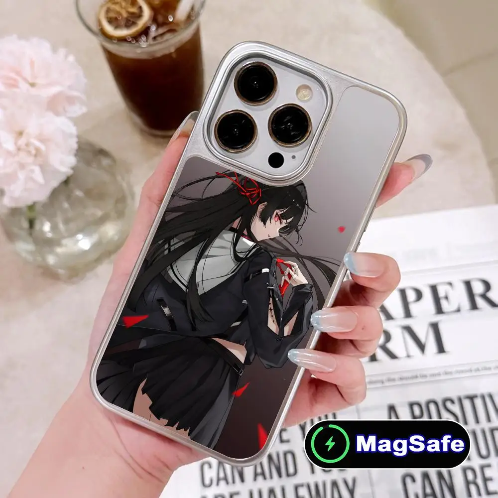 

Чехол для мобильного телефона Wuthering Waves Chisa для iPhone 17, 16, 15, 14, 13, 12, 11 Air Pro Max Plus Magsafe, цветной чехол с серебряным покрытием