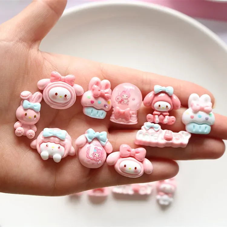 5 buah miniso seri lucu sanrio melody kartun resin cabochons flatback diy bahan kerajinan perhiasan membuat pesona