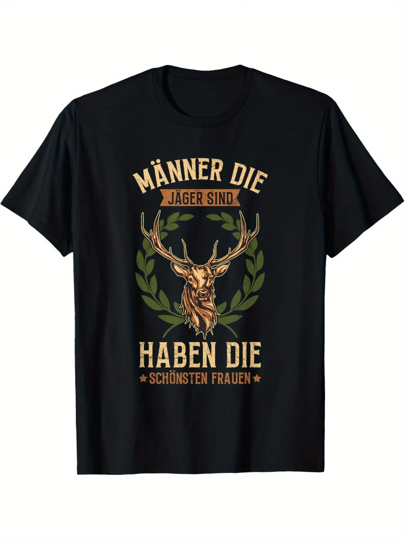 Summer Streetwear Vintage German Hunter Retro Stag Horn Print Men's and Women T Shirt Tee Casual Trend Oversize Y2K Harajuku top