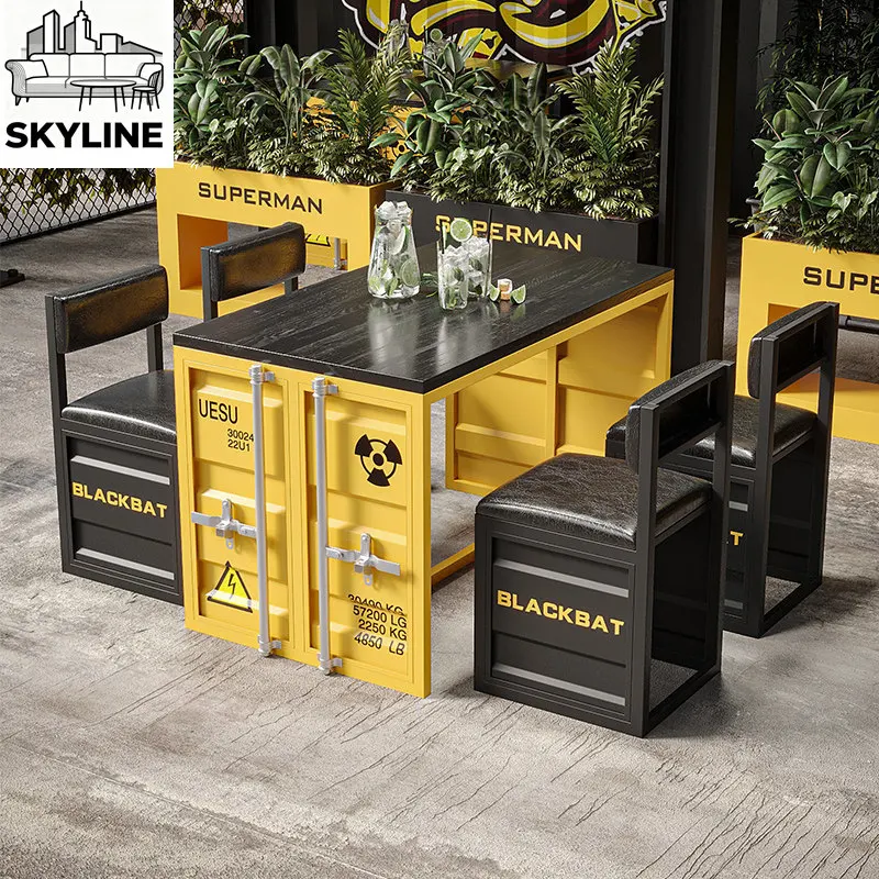 Multi-scene Iron Frame Dining Booth Combo, Industrial Style Lounge Seating for Catering Negotiation Space