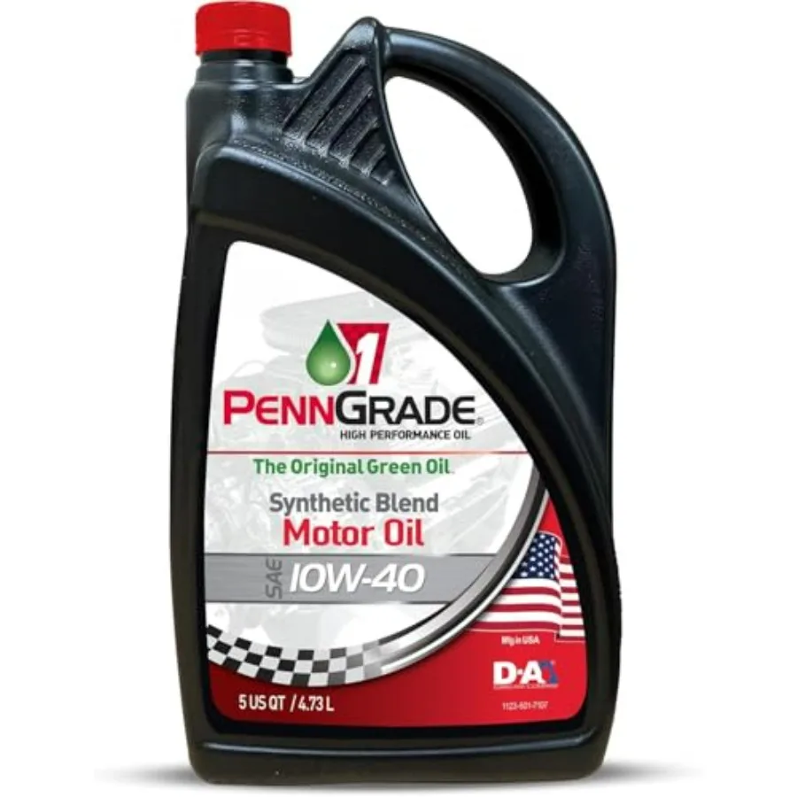 

PENN GRADE 1 Synthetic Blend High Performance Oil SAE 10W-40 5 Quart 2 Pack for High-Performance Engines Red