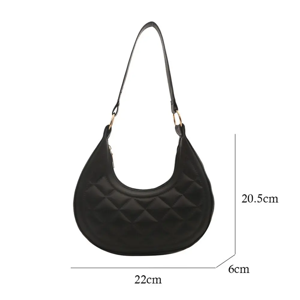 Women Fashion Soft PU Leather Shoulder Bag Female Large Capacity Solid Color Handbags Portable Casual Commuting Bag Underarm Bag