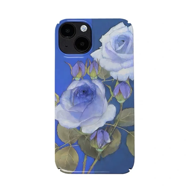 

Dreamy Blue Flower Oil Painting Case for IPHONE 17 16 ProMax 15 14 Plus 13 12 MINI 11 PRO 16Plus XR XS MAX Acrylic Phone cover