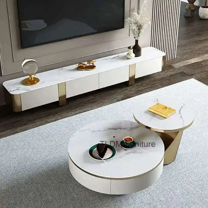 

Modern White Coffee Tables Luxury Simple Premium Minimalist Side Table Marble Effect Aesthetic Mesa De Centro Home Furniture