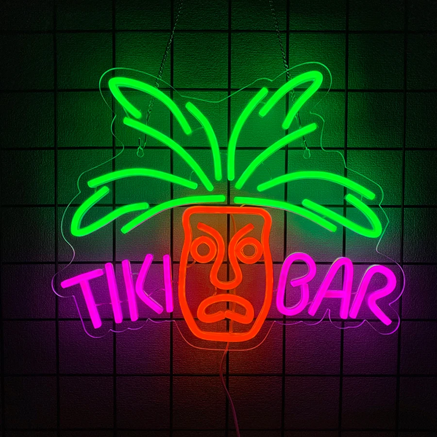علامة نيون ليد من تيكي بيرة، قناع أيقونة البيرة بار ديكور الأعمال، يستخدم للرجل الكهوف والمطاعم والحفلات ومصابيح الحائط الفنية للنوادي.