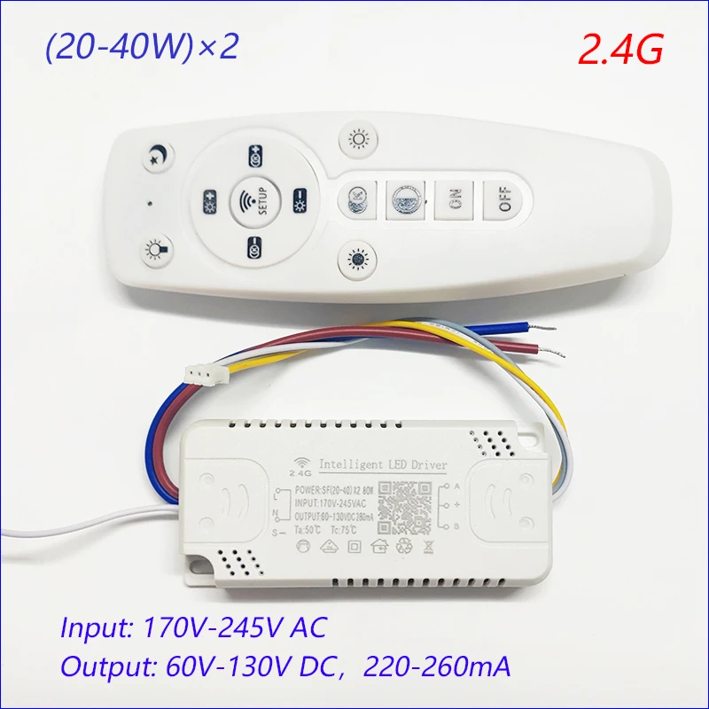 Kontrola aplikacji sterownik LED 2.4G zdalny inteligentny transformator LED (12-24W)X2 (40-60W)X2 do ściemniania żyrandol z możliwością zmiany koloru