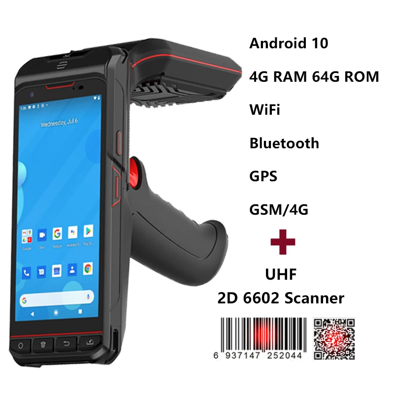 

Сканер штрих-кода с UHF RFID, 5,5 дюйма, 4 ГБ, 64 ГБ, Wi-Fi, Bluetooth, 4G, Lte