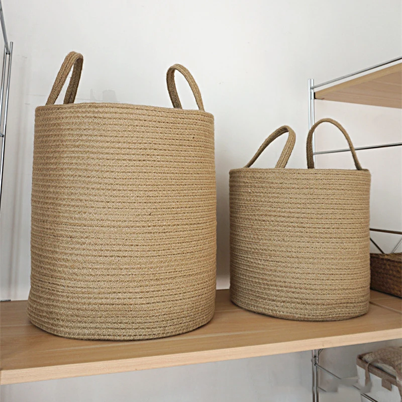 Handmade Woven Planter Basket Laundry Storage Decorative Basket Straw Wicker Rattan Seagrass Garden Flower Pot Storage Basket