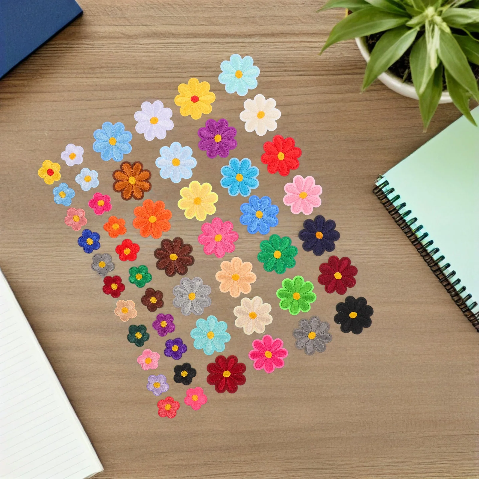 

50Pcs Sunflower Embroidered Iron on Applique Patches for Clothes DIY Sewing Repair Decorative Floral Embroidery Fabric Patches