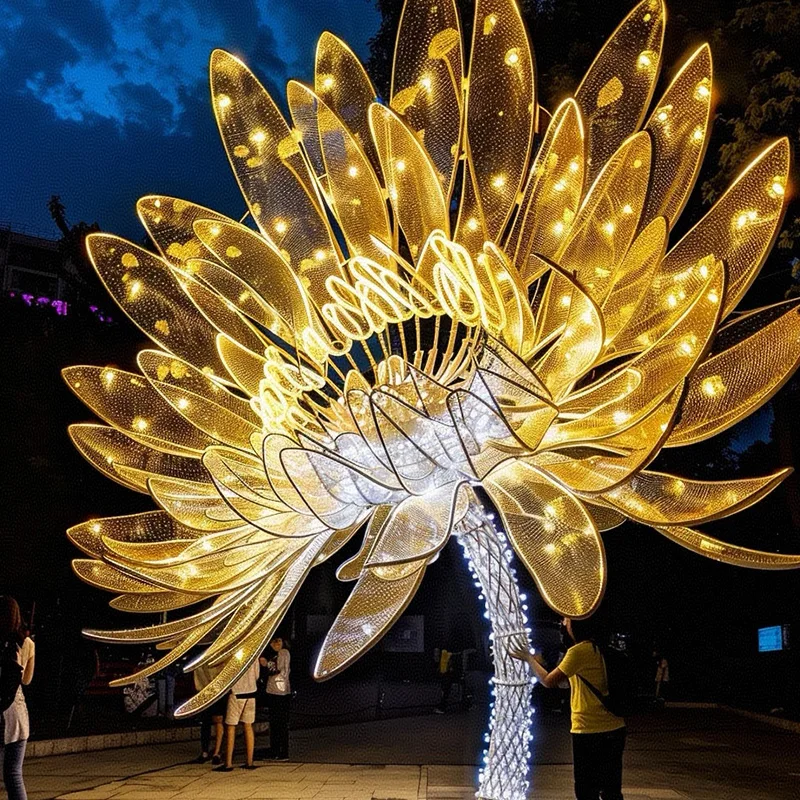 Accesorios personalizados para instalaciones de linternas de crisantemo en edificios urbanos icónicos