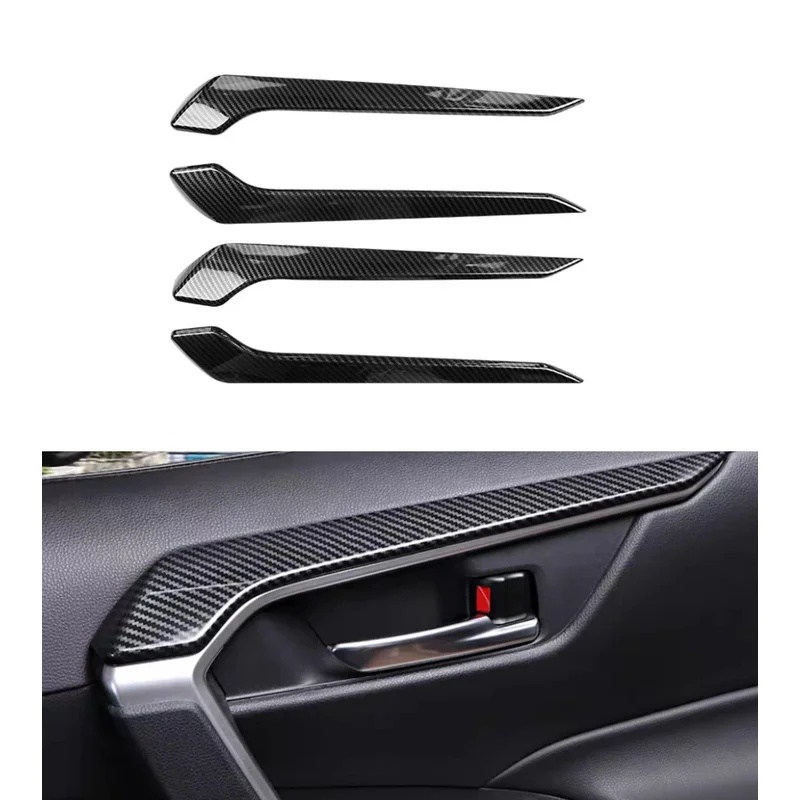 

4 Pcs/Set Auto Interior Door Panel Armrest Cover Carbon fiber Trim Decoration For Toyota RAV 4 RAV4 2019 2020 2021 2022 2023
