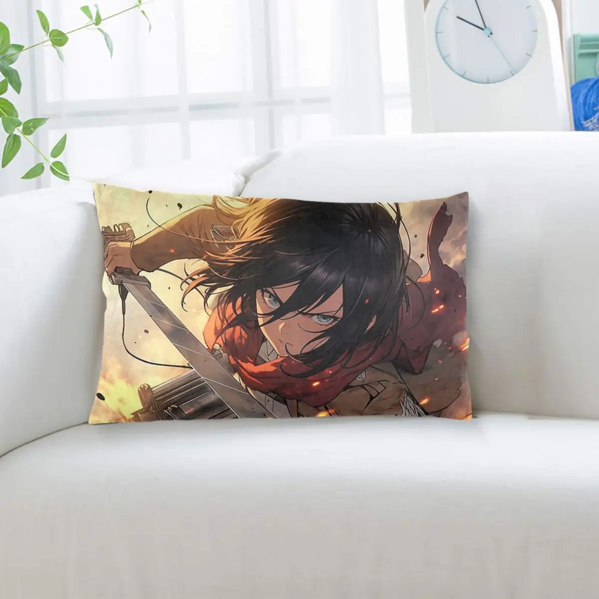 Anime Attack On Titan Mikasa Ackerman Rectangle Pillowcase Cushion Cover Decorative Bedroom Bed Home Comfort Throw Pillow