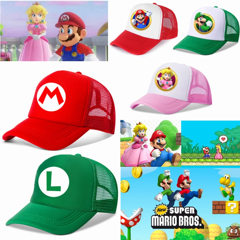 Anime Game Super Mario Bros Luigi Daisy Princess Baseball cap Kids Cosplay Odyssey Plumber Demo Hat Sunhat Party Cap Adjustable