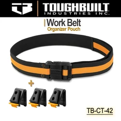 Toughbuilt TB-CT-42プロフェッショナル用ワークベルト、スチールバックル、ヘビーデューティーバックル、ウエストバッグクリップ用バックサポート、ハイテクハブ