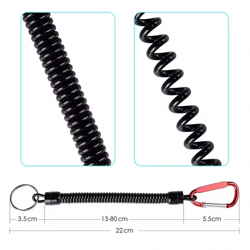 Multipurpose Fishing Rope 3pcs 22cm Extendable Coiled Hanging Rope Spring Retractable Mountain Hook Fishing Tool image 2