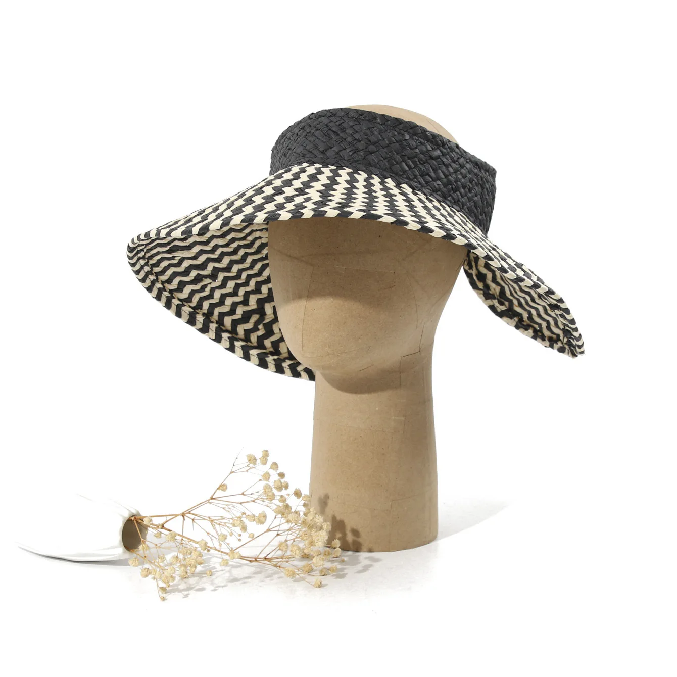 Zebra Print Visor Hat Foldable Straw Headband Cap, Portable Roll Up Sun Hat For Women Beach Travel Outdoor UV Protection