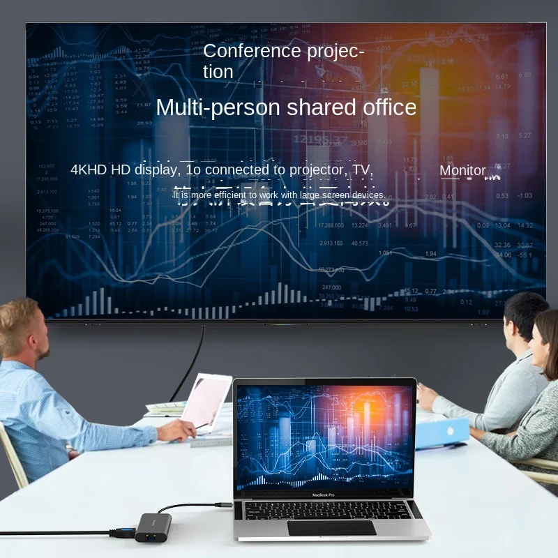 Type-C Docking Station HDMI-Kompatibel dengan Port Jaringan Usb3.0 Hub Tambahan Dock Eight-In-One Notebook Converter