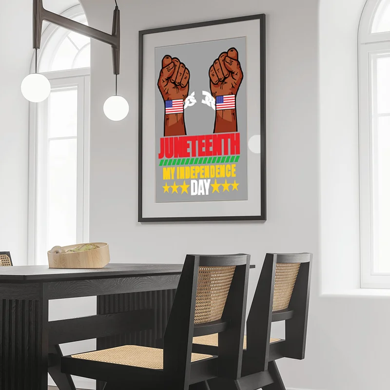 Juneteenth My Independence Day Black History Fists Wall Art Canvas Painting HD Print Picture for Living Room Home Decor Cuad