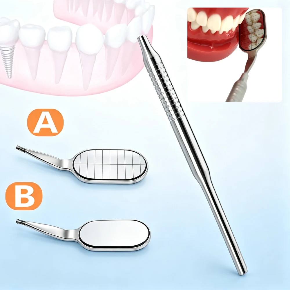 Dental Mouth Mirror Anti-Fog Rhodium Coating Long Ergonomic Handle Oral Exam Tool for Indirect Vision and Illumination