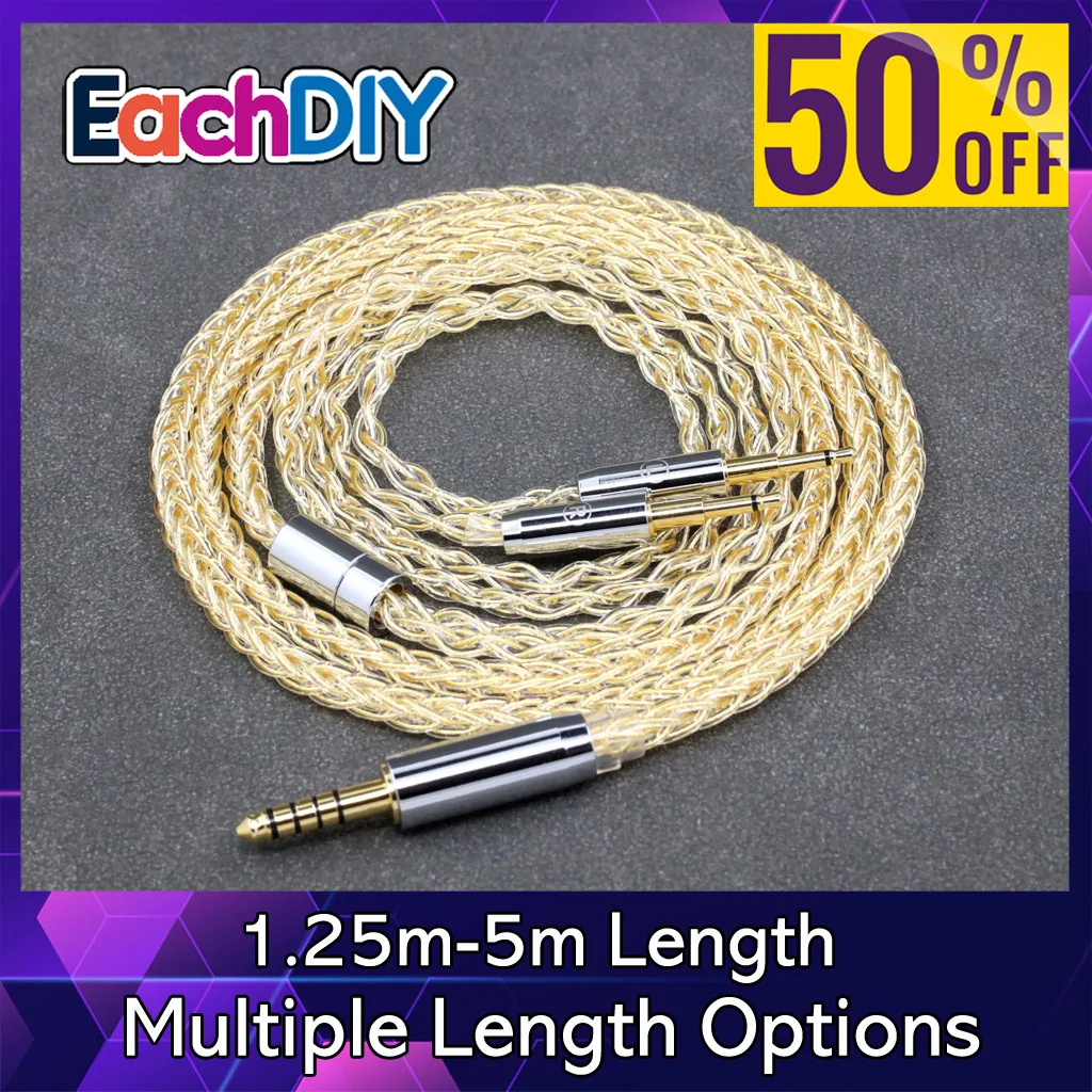 

8 Core 99% 7n Pure Silver 24k Gold Plated Earphone Cable For OLLO Audio S4 MIXING S4R Recording S4X Reference HPS LN008427