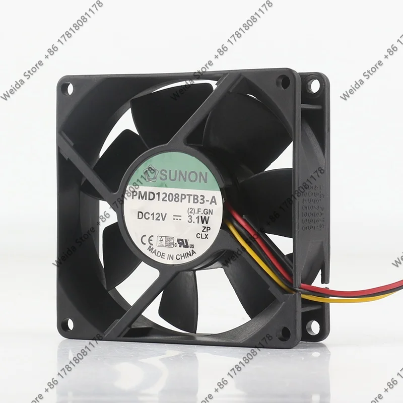 SUNON Precision 8025 PMD1208PTB3-A 3.1W 80X80X25MM DC12V High air volume chassis dual ball mute 3-wire fan
