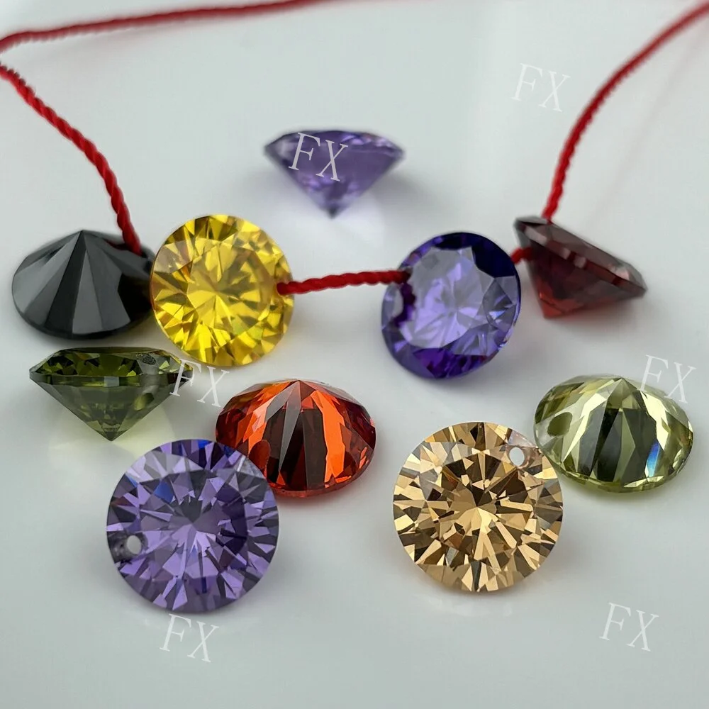 Multicolour Cubic Zirconia Beads  AAAAA Round Shape Stones  With Holes CZ  Loose For DIY Jewelry Making Zircon