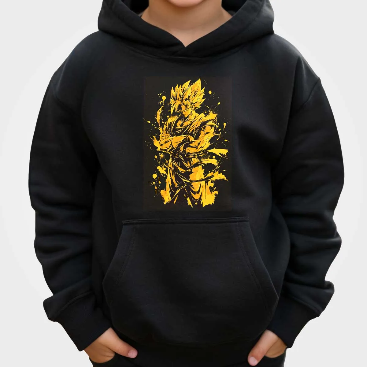 Dragon Ball Super Saiyan Rose Goku Black Hoodie with Pink Blue Splash Print Anime Battle Graphic Cool Streetwear for Men and Kid - view 3