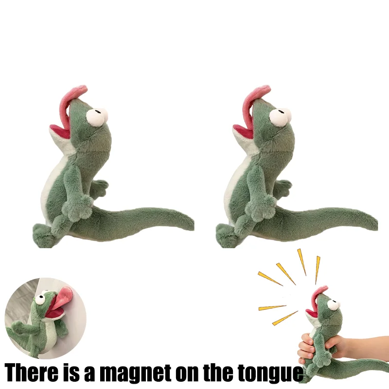 Lustiger schreiender Eidechsen-Plüschanhänger mit magnetischer Zunge, kreativer hässlich-süßer Chamäleon-Quietsch-Anhänger, Stressabbau-Geschenk für Freunde und Kinder