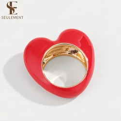 Seulement Unique Anniversary Gift 3D Heart Shaped Colored Enamel Engagement Rings for Women Girlfriend Jewelry Gift
