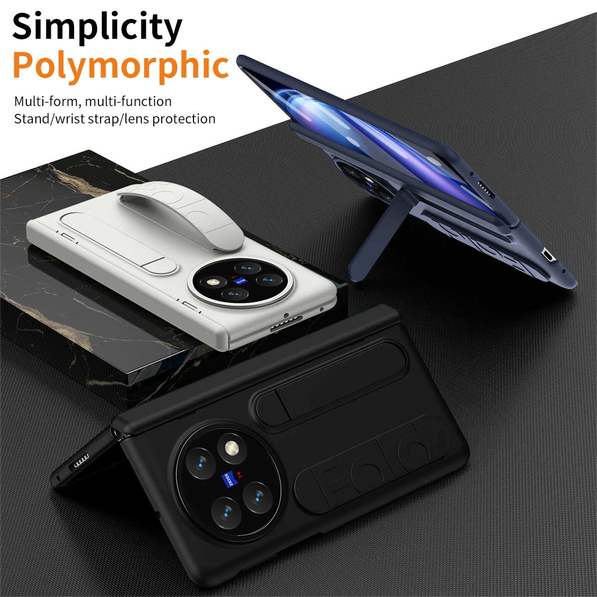 

For Vivo X Fold6 Fold 6 Luxury Silicone Fabric 180° Folding Case Vertical Wristband & Integrated Stand and Glass Front Film