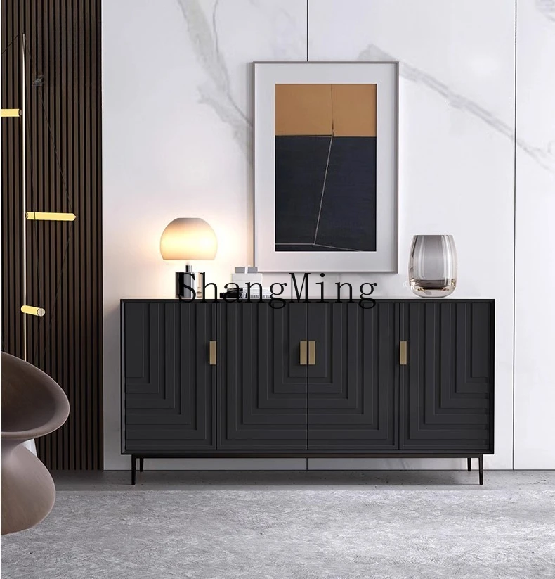 ZJH living room dining side household solid wood porch cabinet modern simple locker decorative cabinet