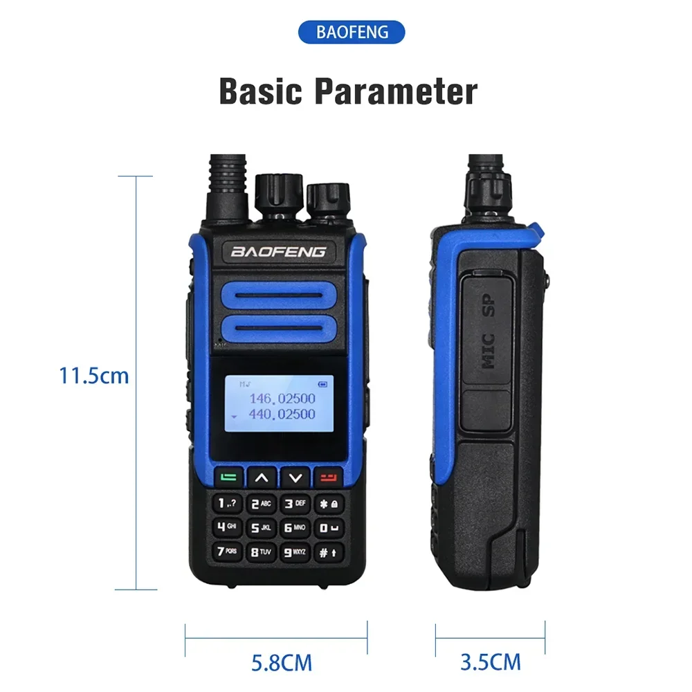 Baofeng BF-H7トランシーバー、ホテルサイトおよび屋外で使用するための2方向ドロップ耐性、136-174、400-520mhz、128チャネル、6セグメント受信