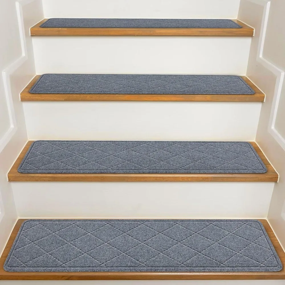 Marches d'escalier en bois d'intérieur, tapis antidérapant, adhésif réutilisable, ensemble de 15 pièces, 8 po x 30 po