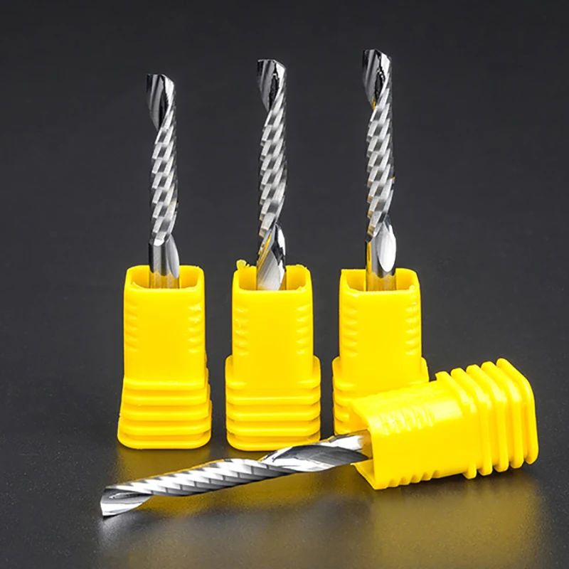 Single Flute Spiral 4mm Carbide Engraving Cutters CNC Router Bits Acrylic PVC Wood Milling Cutter Higher Quality