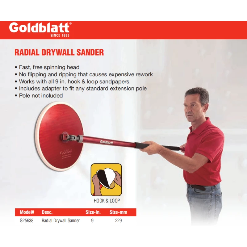 GOLDBLATT G25638 Vortex Drywall Sander Wall Sanding Tools Sanding Machine