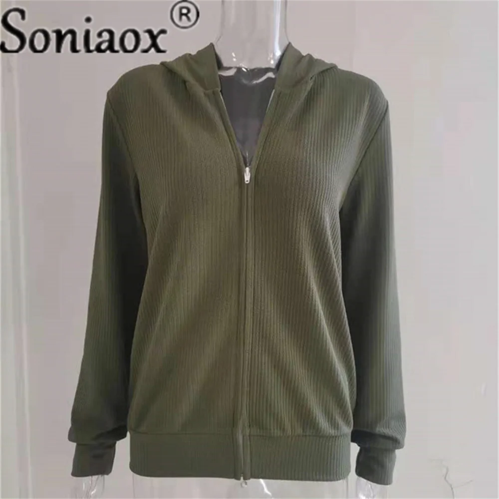 2021 autunno inverno donna cerniera cardigan felpe con cappuccio maglioni donna Vintage Casual allentato manica lunga tinta unita tuta sportiva lavorata a maglia