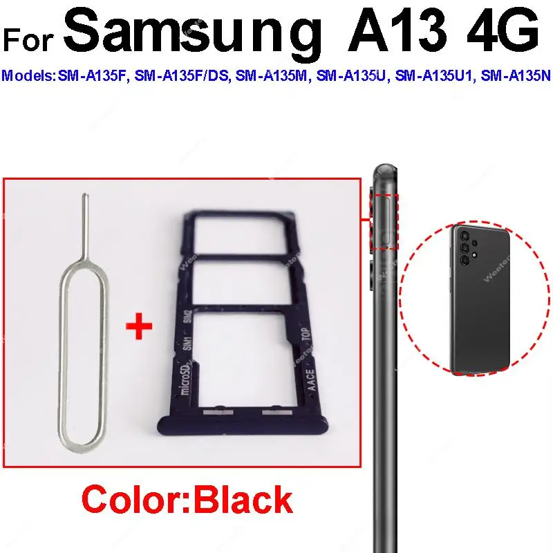 สําหรับ Samsung A13 4G A135F A13 5G A136U ซิมการ์ดถาดใส่การ์ด Dual ผู้ถือซิมการ์ด Reader เปลี่ยนชิ้นส่วนซ่อม