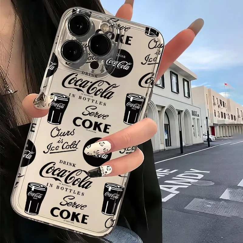 New Creativity Cola For iPhone15 14 13 12 11Pro lax XR XS Max78 Plus 12 Mini 13MiniY2K Cola Culture Anti fall soft phone case