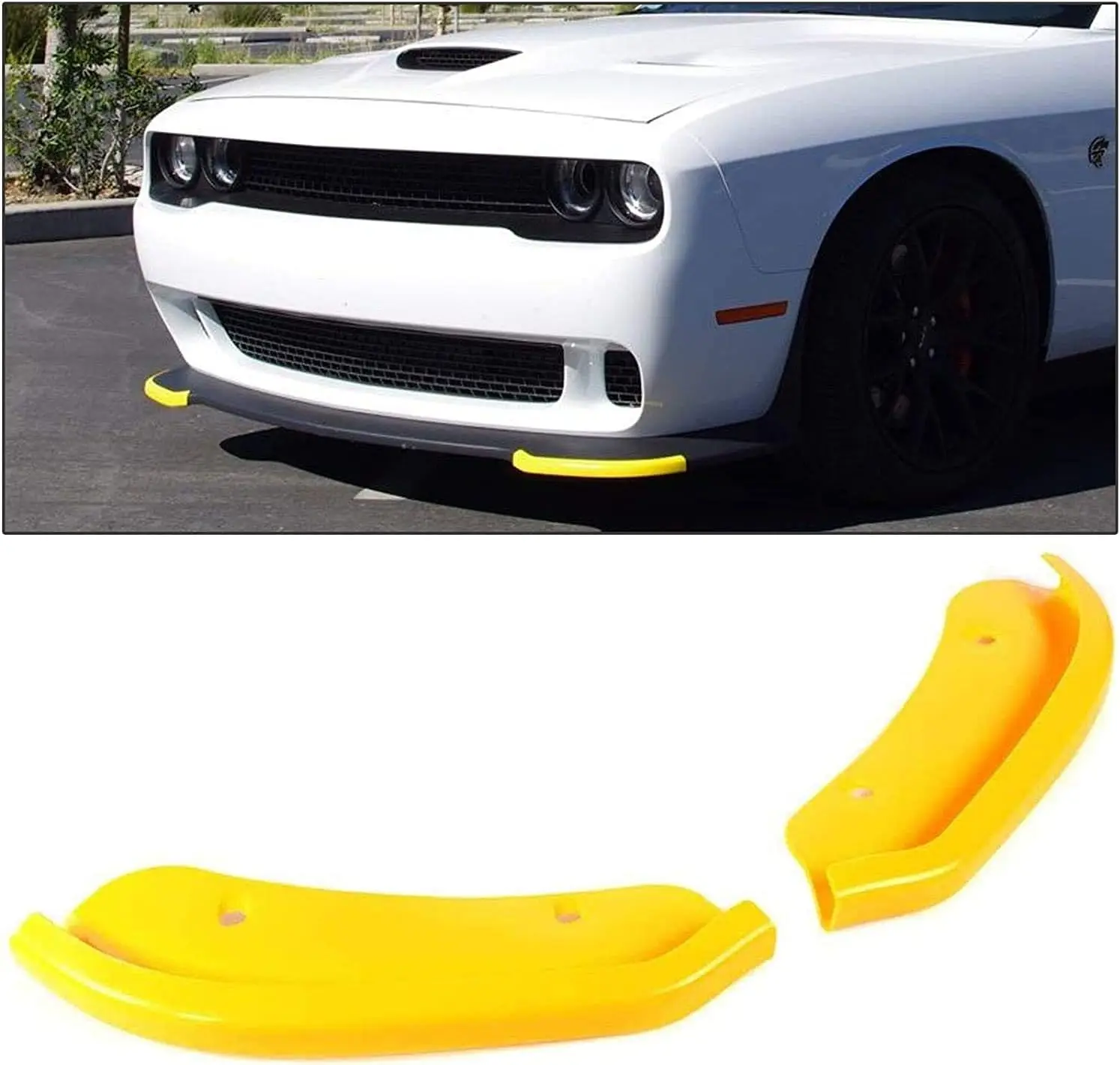 Front Bumper Splitter Protector Lip Spoiler Yellow for Dodge Challenger SRT Hellcat 2015-2020 Diffuser Guard Cover