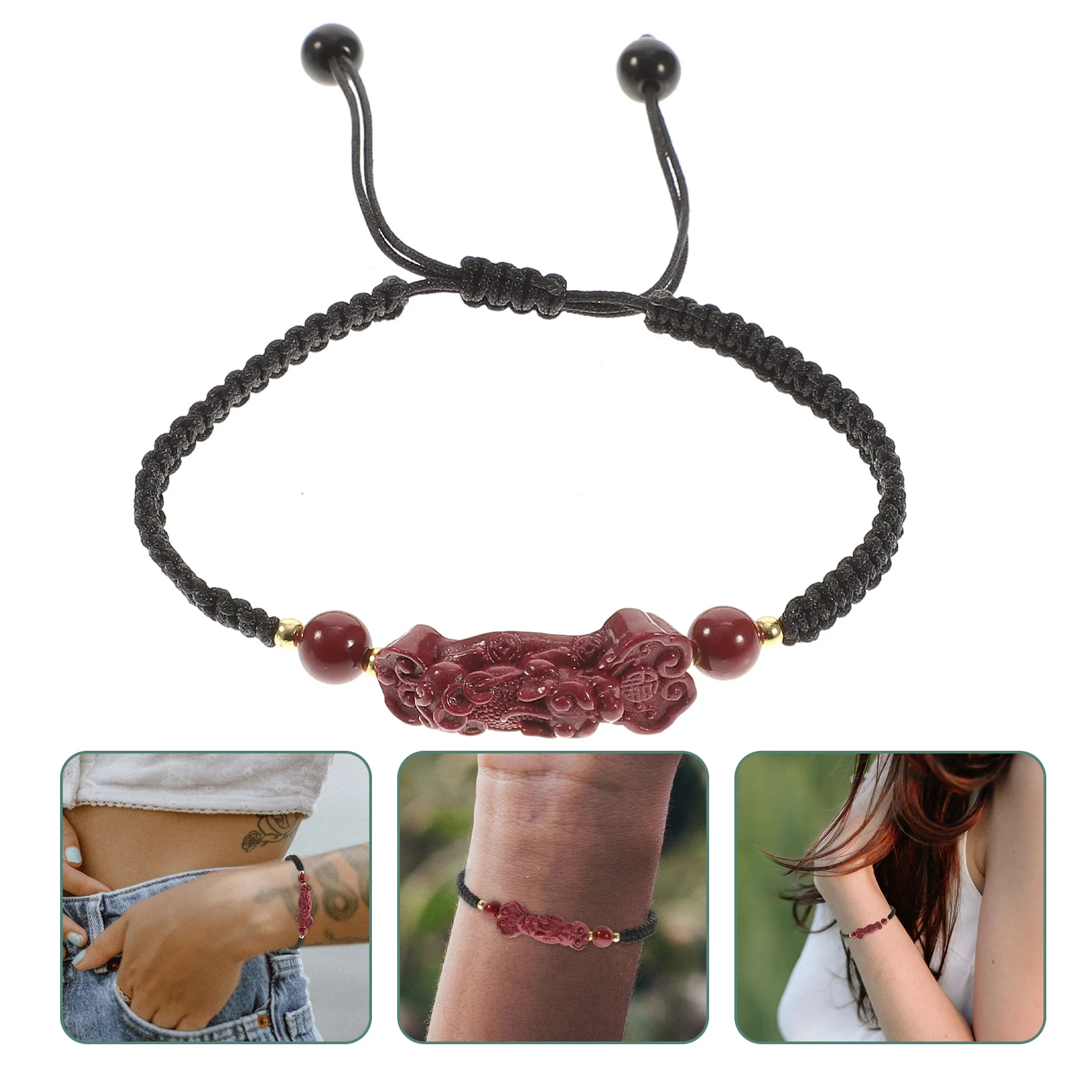 

Wealth Bracelets Feng Shui H made Braided Rope Adjustable Chinese Charm Lucky Accessories Beads